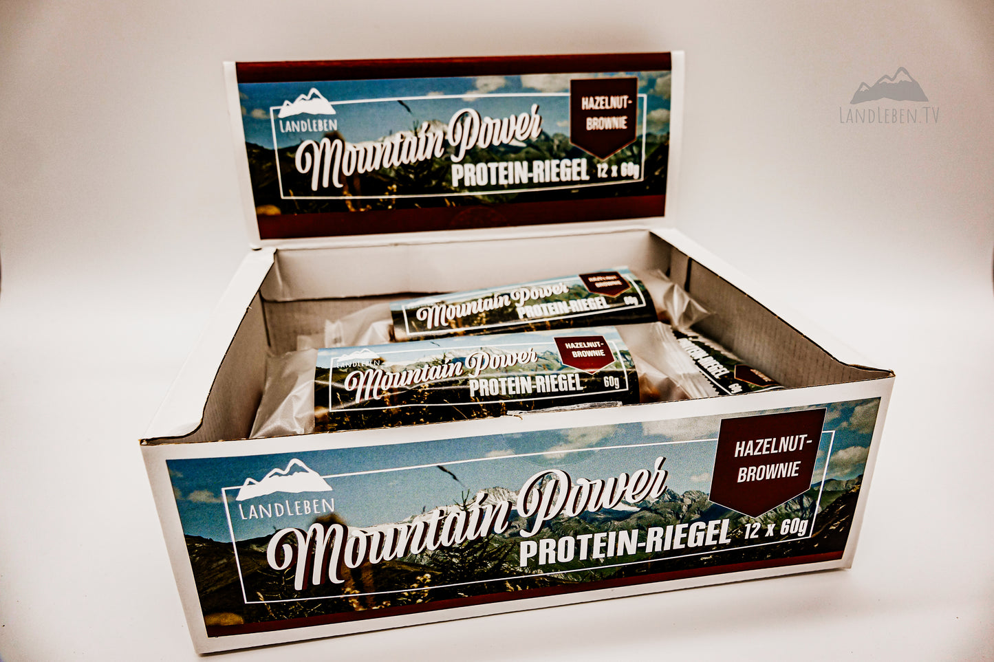 Mountain-Power Proteinriegel BIG BOX Display (Hazelnut-Brownie)